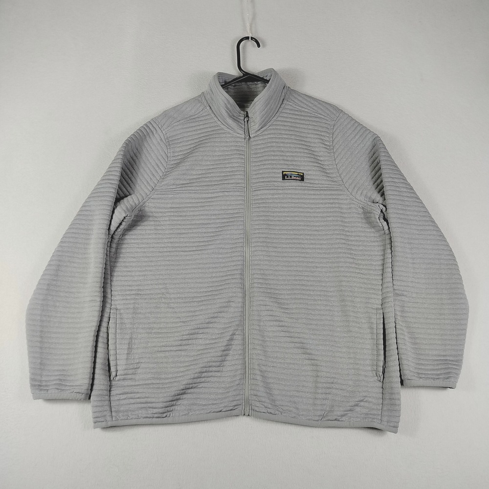 LL Bean Jacket Womens 1X Plus Gray Full Zip Fleece Lightweight Outdoor Hiking